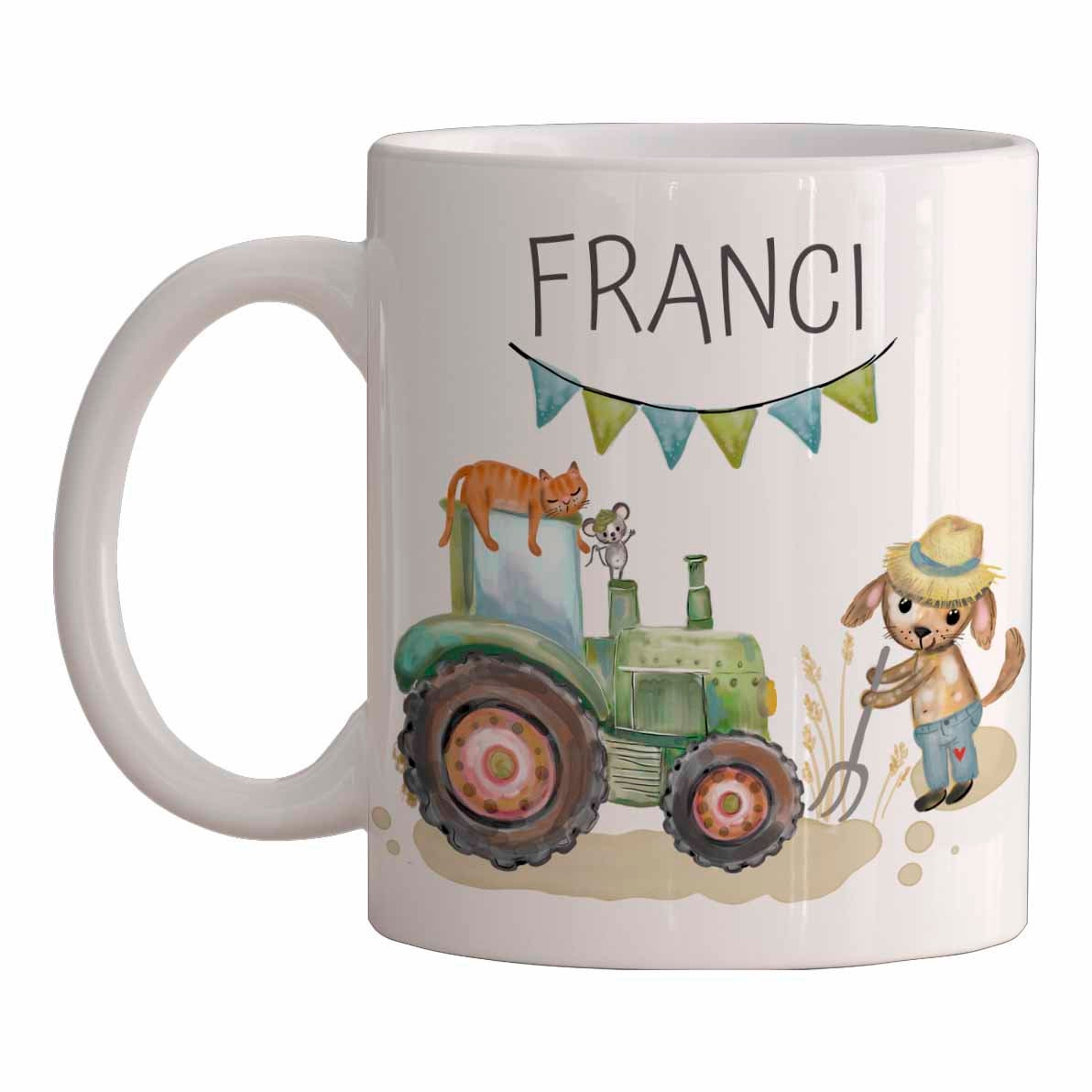 Kinder Tasse Personalisiert - Kindertasse Feuerwehr, Bagger usw. als Geburtstagsgeschenk, Kinderbecher Kita, Kindergarten Kinder Geschenk
