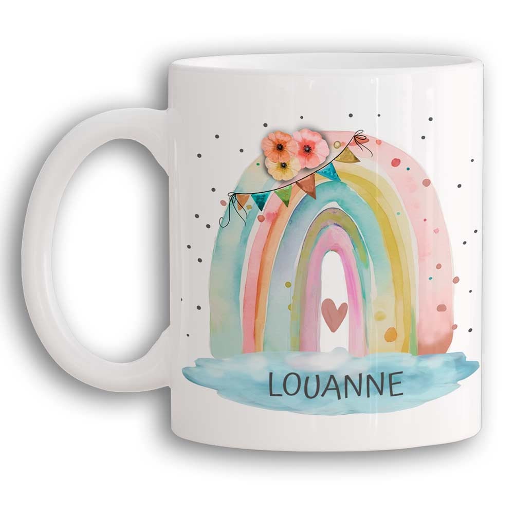 Personalisierte Kindertasse, Emaille Tasse Kinder Geschenk - roter Drache, Einhorn Geschenkidee Regenbogen, Geburtstag o. Weihnachtsgeschenk