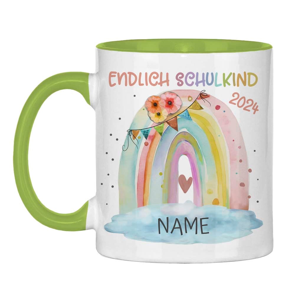 Personalisierte Kindertasse als Emaille Tasse & Keramik – Einhorn, Monster, Regenbogen – Kinder Geschenk Einschulung, Geburtstag Weihnachten