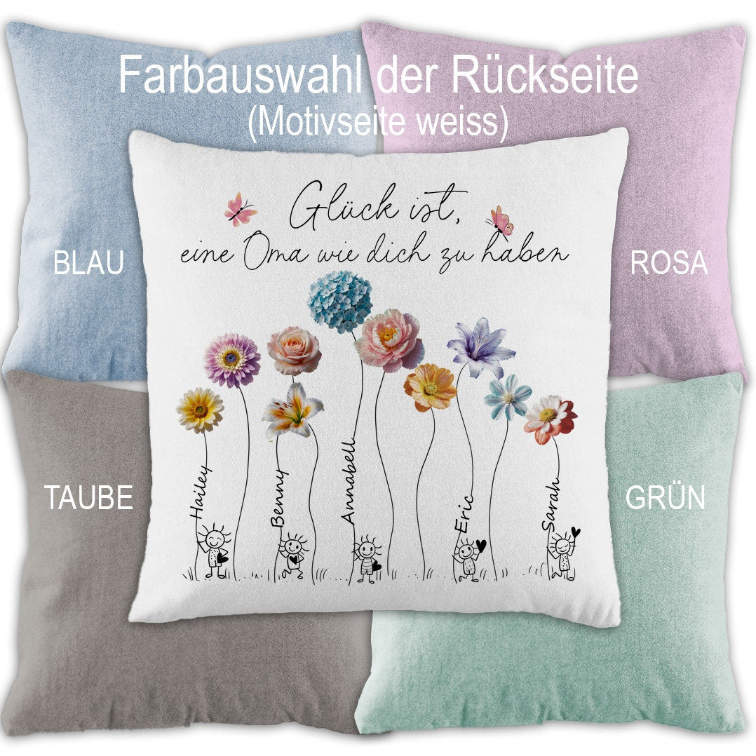 Dekokissen als Oma Geschenk personalisiert – wunderschöne Kissenhülle mit Füllung als Geburtstagsgeschenk oder Weihnachtsgeschenk von Enkeln