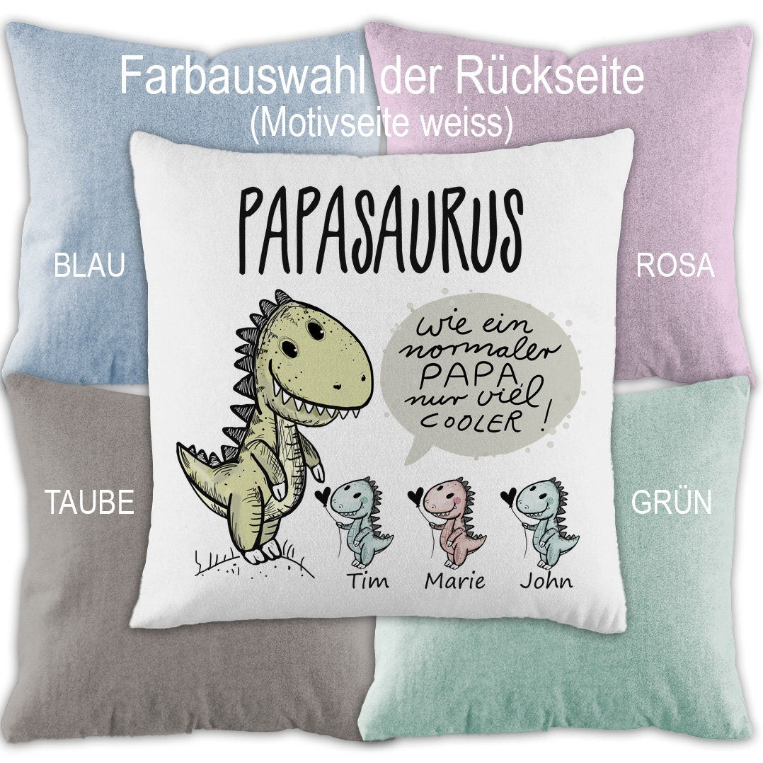Lustige Papa Geschenkideen – Personalisierte Kissenhülle mit Füllung, Geburtstagsgeschenk, Vatertagsgeschenk, Weihnachtsgeschenk, Papasaurus
