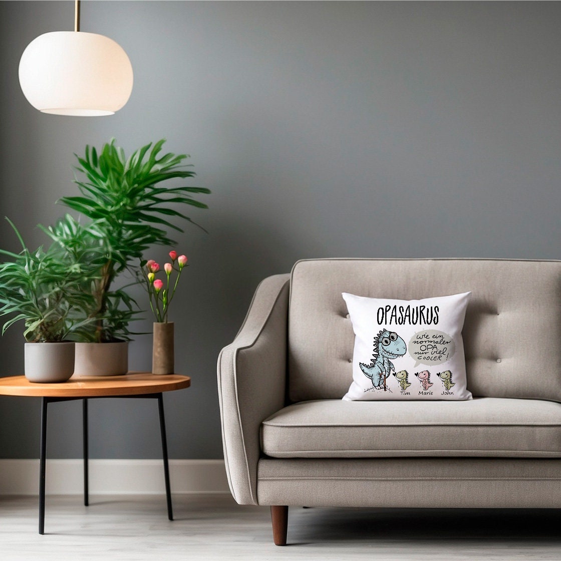 Lustiges Opa Geschenk – personalisiertes Dekokissen als Weihnachtsgeschenk und Geburtstagsgeschenk, eine witzige Geschenkidee für Opasaurus