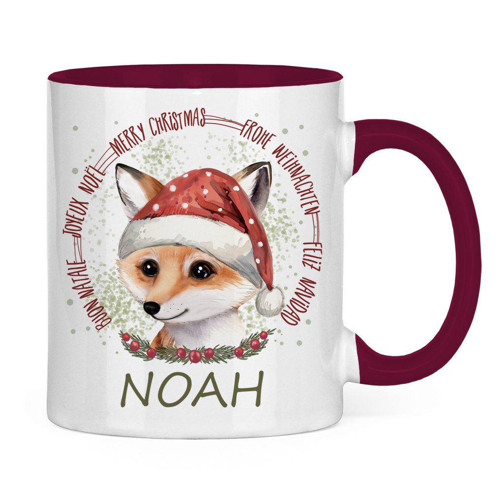 Weihnachtstasse personalisiert, Weihnachten Geschenk, Geschenkidee Nikolaus für Kinder, Tasse mit Namen, Adventskalender Kleinigkeiten, Reh