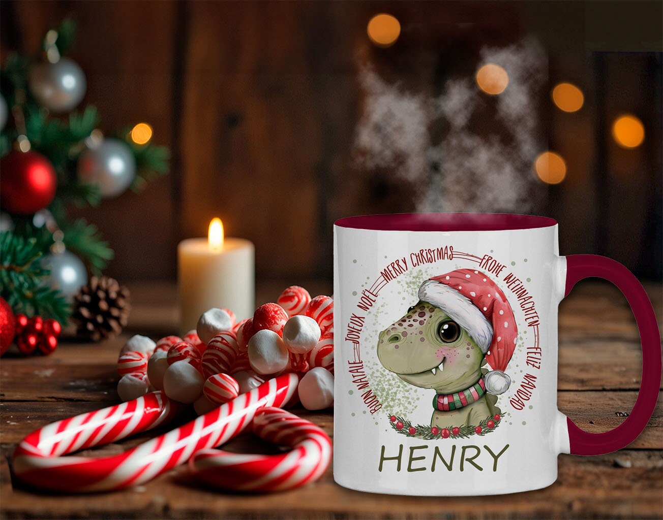 Weihnachtstasse personalisiert, Weihnachten Geschenk, Geschenkidee Nikolaus für Kinder, Tasse mit Namen, Adventskalender Kleinigkeiten, Reh