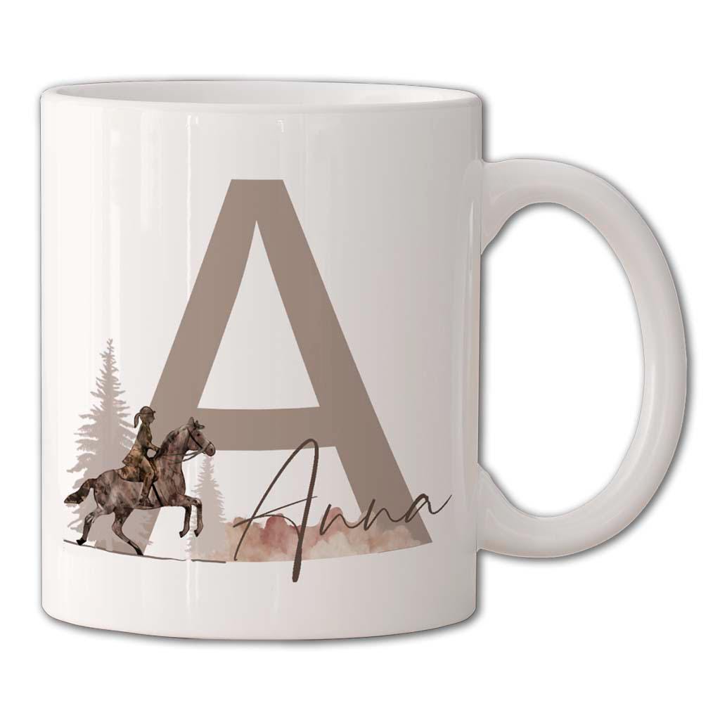 Personalisierte Tasse mit Buchstabe und Namen + Hobby - Monogramm Geschenk Mitarbeiter, Weihnachtsgeschenke Kaffeetasse, Geburtstagsgeschenk