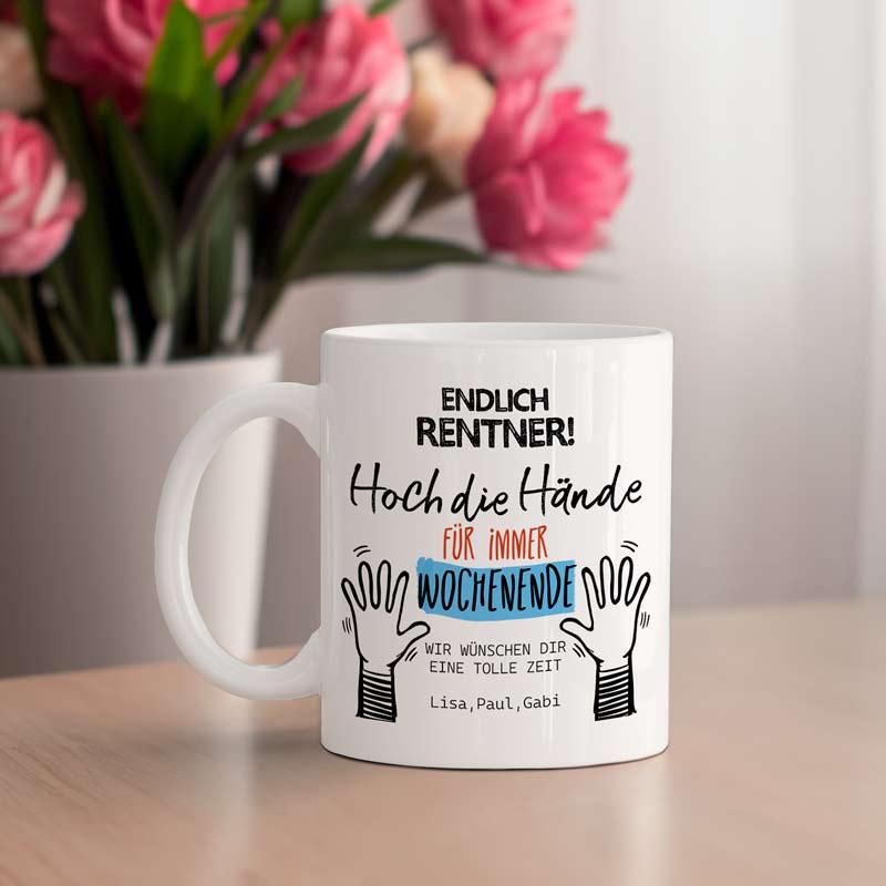 Abschiedsgeschenk Rente Tasse personalisiert - lustige Rentner Geschenkideen, Ruhestand Geschenk Mann Frau, Abschied Kollegen Pensionierung