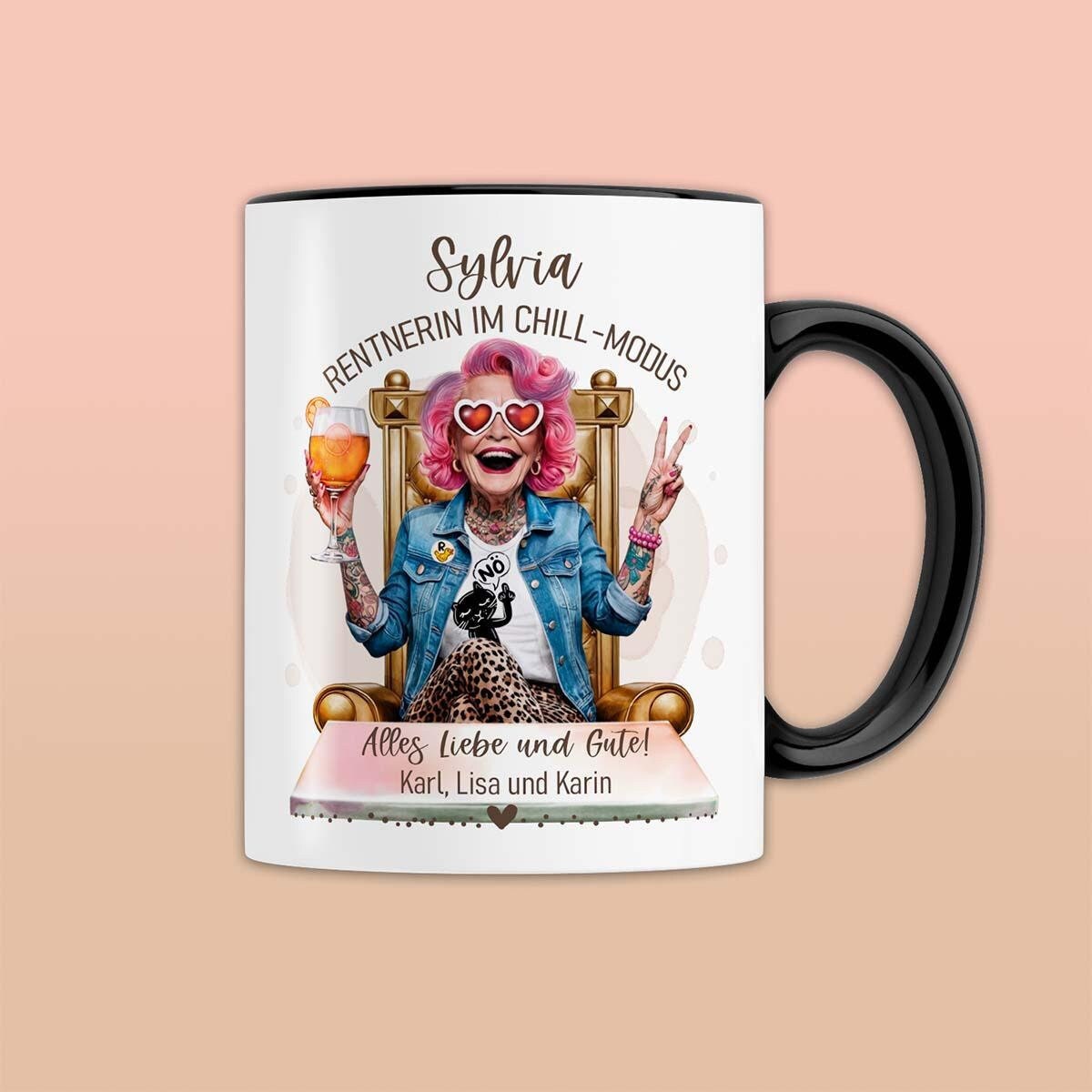 Abschiedsgeschenk Rente Tasse personalisiert - lustige Rentner Geschenkideen, Ruhestand Geschenk Frau, Abschied Kollegin Pensionierung