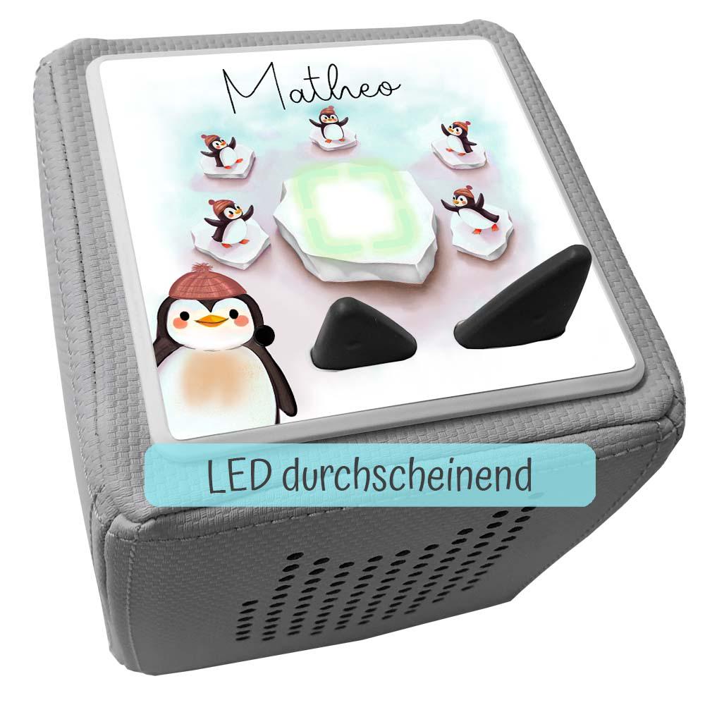 Personalisierte Toniebox Schutzfolie – Perfektes Schutz Zubehör als Geburtstags- & Weihnachtsgeschenk, WISCH- ABRIEBFESTE Folie, Pinguin