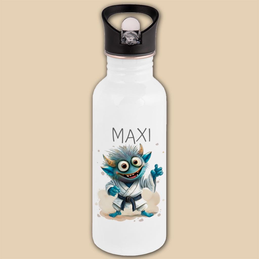 Edelstahl Trinkflasche mit Namen & Strohhalm, Kindertrinkflasche, Monster Kindergeschenke personalisiert, Kindergarten Flasche, Einschulung