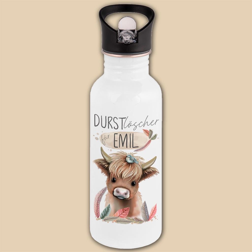 Edelstahl Trinkflasche mit Namen personalisiert, Kindergeschenke Idee für Schulanfang, Kindergarten Flasche, Einschulung, Schulkind Geschenk