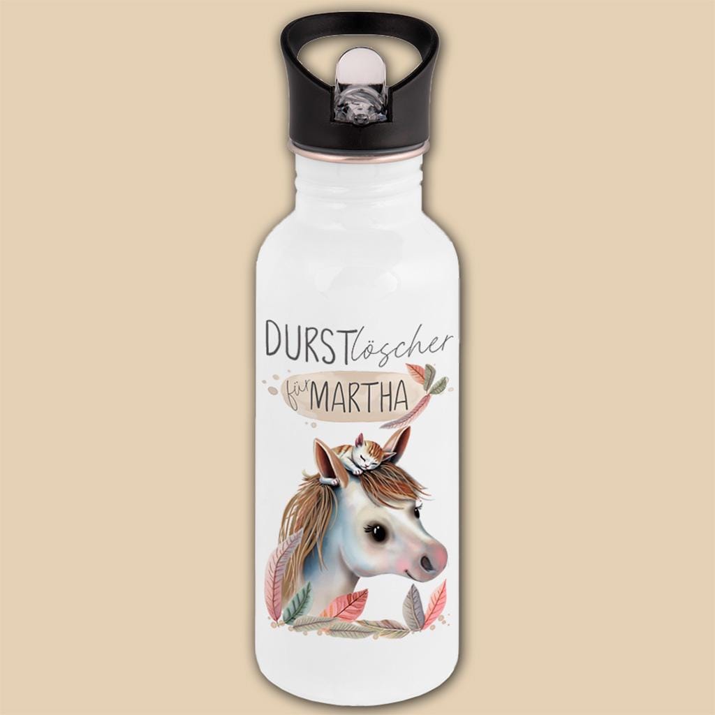 Edelstahl Trinkflasche mit Namen personalisiert, Kindergeschenke Idee für Schulanfang, Kindergarten Flasche, Einschulung, Schulkind Geschenk