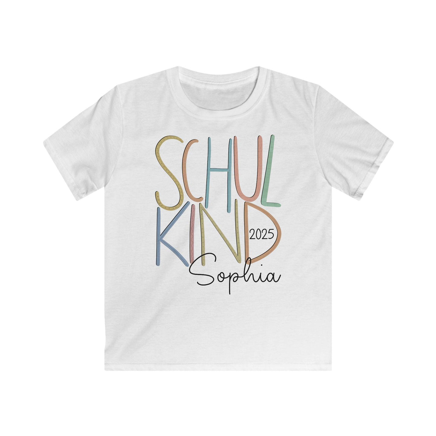 Personalisiertes T-Shirt zur Einschulung | Individuelles Schulkind-Shirt in Trendfarben | Geschenk zum Schulanfang für Mädchen und Jungs