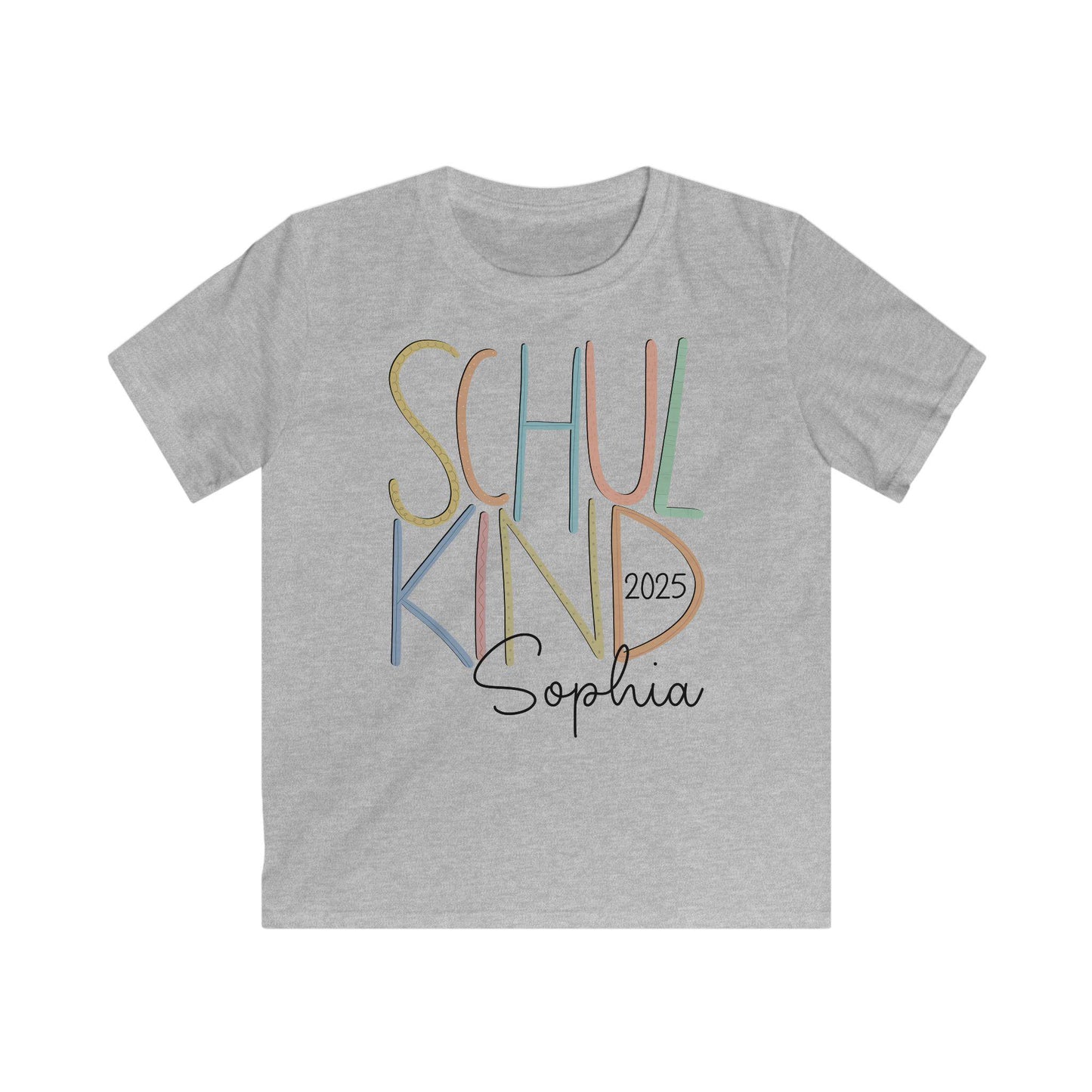 Personalisiertes T-Shirt zur Einschulung | Individuelles Schulkind-Shirt in Trendfarben | Geschenk zum Schulanfang für Mädchen und Jungs