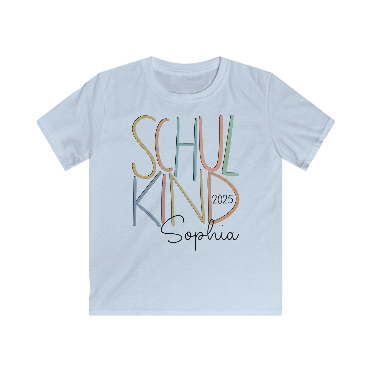 Personalisiertes T-Shirt zur Einschulung | Individuelles Schulkind-Shirt in Trendfarben | Geschenk zum Schulanfang für Mädchen und Jungs