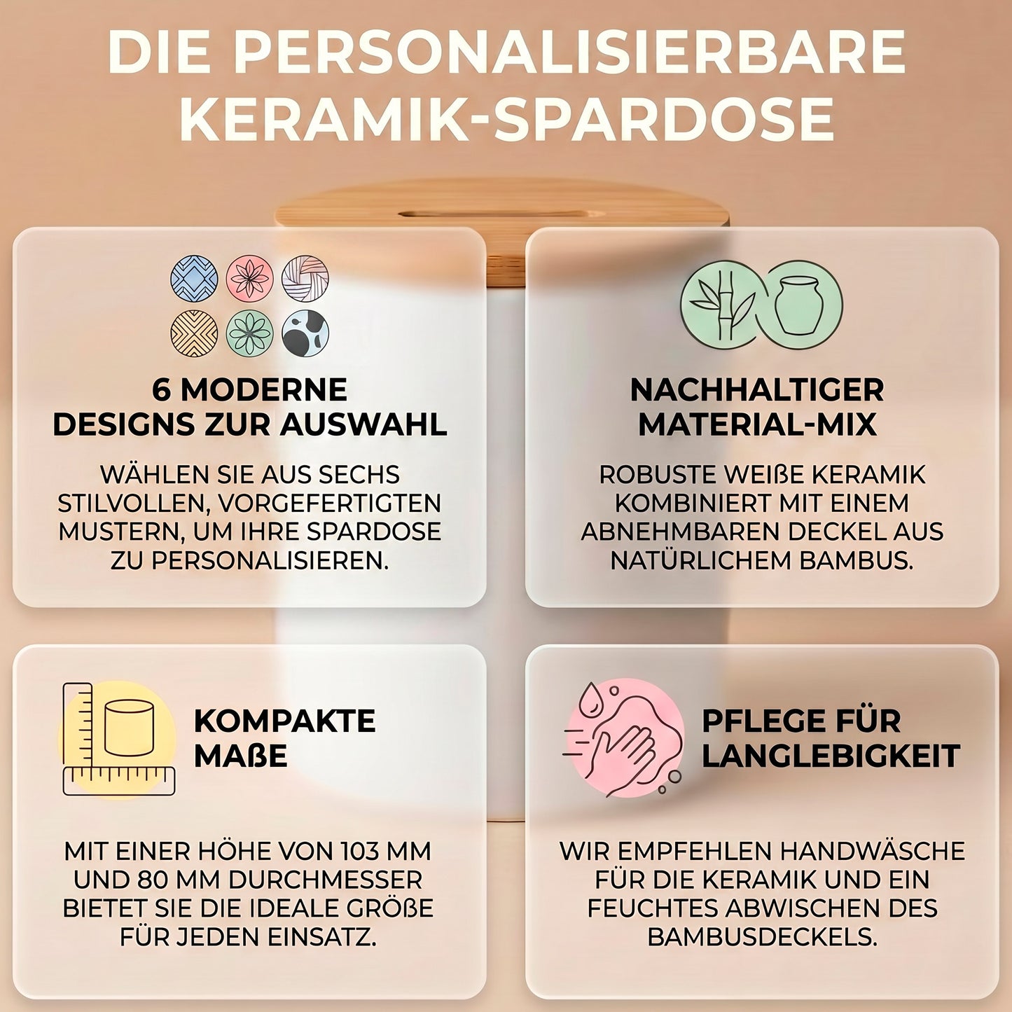 Personalisierte Kinder-Spardose & Stiftehalter "Schulkind" (Keramik)
