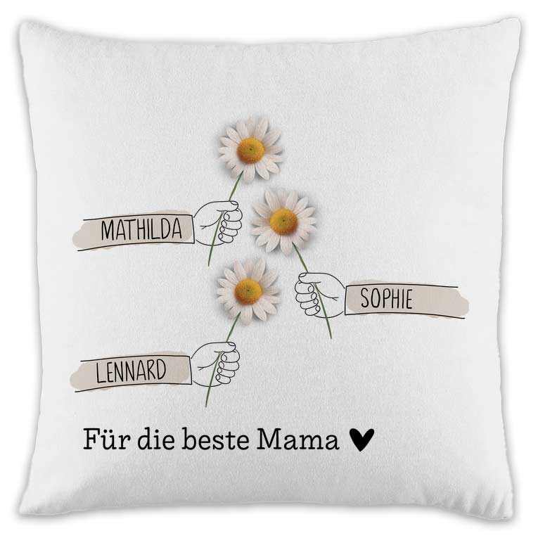 Personalisiertes Kissen für Mama | Minimalistisches Geburtstagsgeschenk, Muttertag & Weihnachten | 40x40cm, Zweifarbig inkl. Füllung