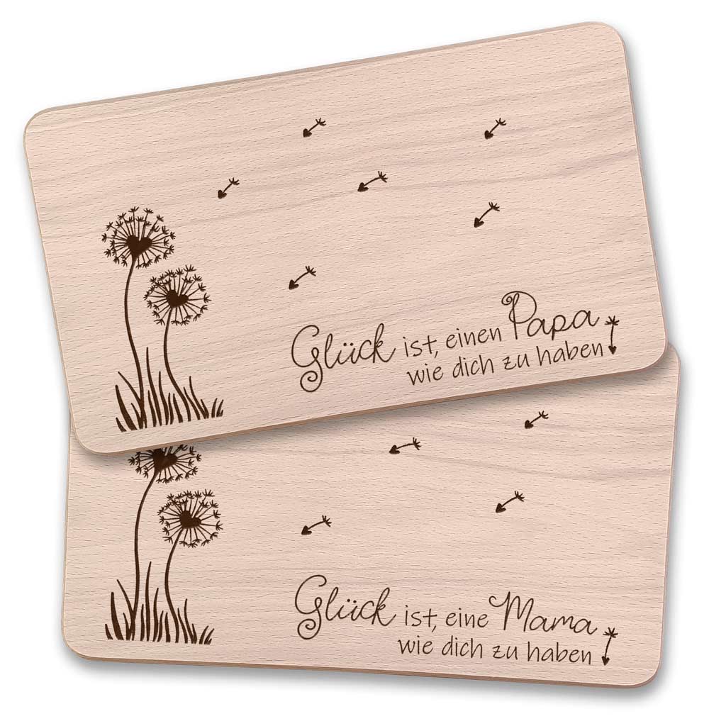 Graviertes Frühstücksbrettchen aus Buchenholz | Schönes Geschenk für Mama, Papa, Geburtstag & Weihnachten