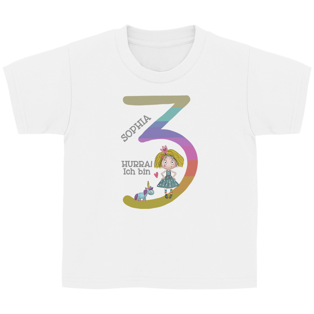Personalisiertes T-Shirt für Mädchen mit Einhorn und Prinzessin Motiv.