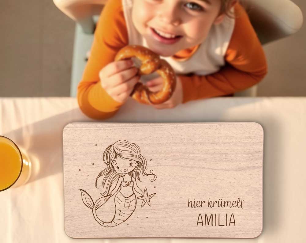 Das personalisierte Frühstücksbrett aus massivem Buchenholz