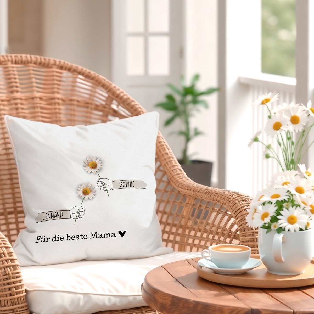 Personalisiertes Kissen für Mama | Minimalistisches Geburtstagsgeschenk, Muttertag & Weihnachten | 40x40cm, Zweifarbig inkl. Füllung