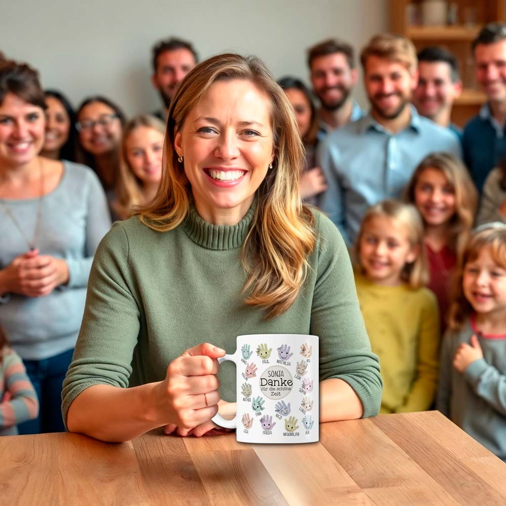 Abschiedsgeschenk Kindergarten, Kita & Schule, Erzieherin und Lehrer Tasse | Personalisiertes Geschenk Handabdruck, Weihnachten Dankeschön