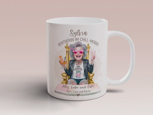 Abschiedsgeschenk Rente Tasse personalisiert - lustige Rentner Geschenkideen, Ruhestand Geschenk Frau, Abschied Kollegin Pensionierung
