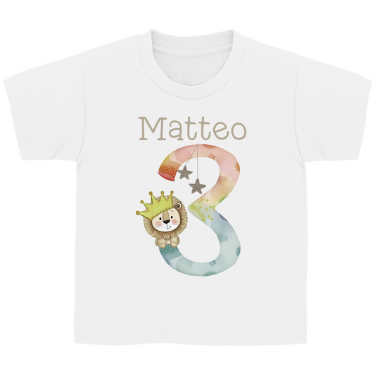 Personalisiertes T-Shirt für Kinder mit Löwen-Motiv im Aquarell-Stil