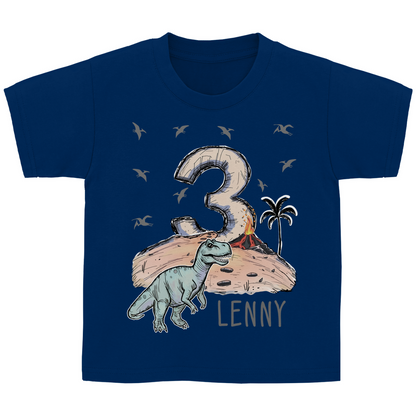 Personalisiertes Geburtstagsshirt für Jungen – T-Shirt mit Namen & Alter | Dino Design | Geschenk für 3-6 Jahre
