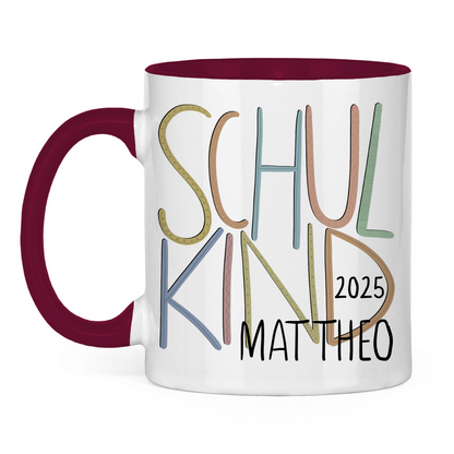 Personalisierte Schulkind Tasse | Geschenk Einschulung mit Name | Schulanfang Junge Mädchen | Erinnerungsgeschenk 1. Schultag