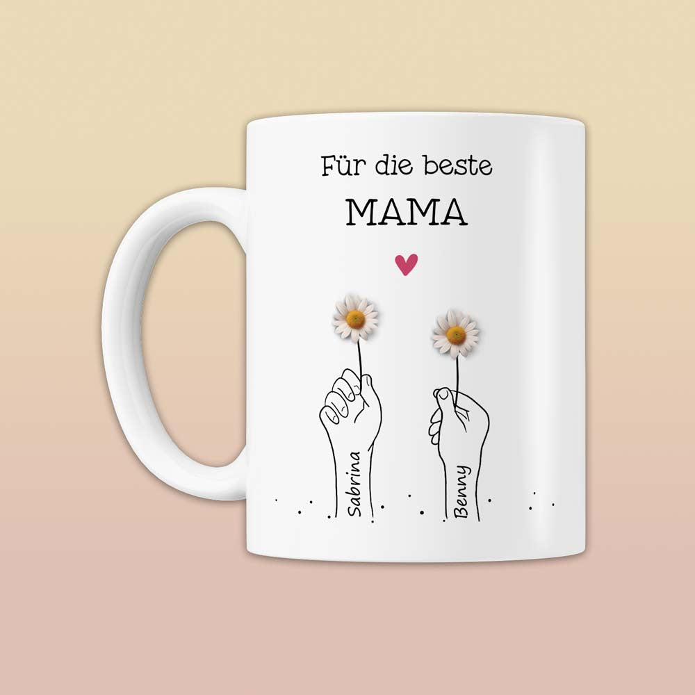 Mama Tasse personalisiert – Gänseblümchen Design, Muttertags- & Geburtstagsgeschenk Idee | Geschenk für Frauen