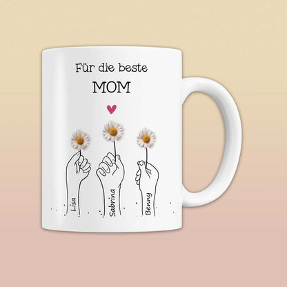 Mama Tasse personalisiert – Gänseblümchen Design, Muttertags- & Geburtstagsgeschenk Idee | Geschenk für Frauen