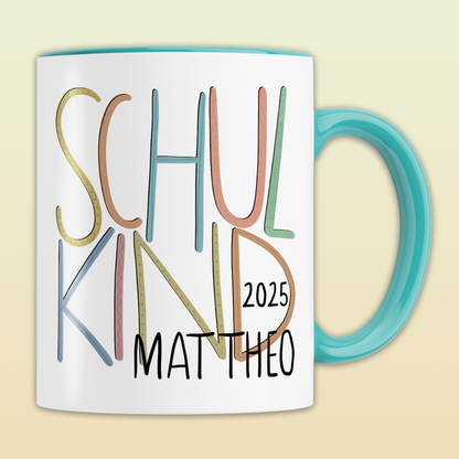Personalisierte Schulkind Tasse | Geschenk Einschulung mit Name | Schulanfang Junge Mädchen | Erinnerungsgeschenk 1. Schultag