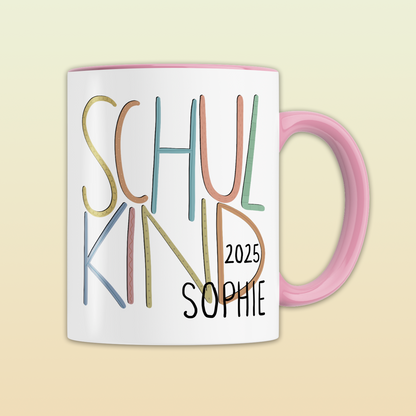 Personalisierte Schulkind Tasse | Geschenk Einschulung mit Name | Schulanfang Junge Mädchen | Erinnerungsgeschenk 1. Schultag