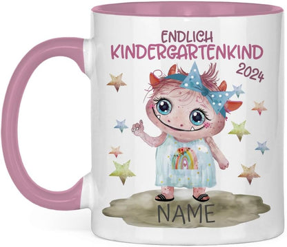 Personalisierte Kindertasse als Emaille Tasse & Keramik – Einhorn, Monster, Regenbogen – Kinder Geschenk Einschulung, Geburtstag Weihnachten
