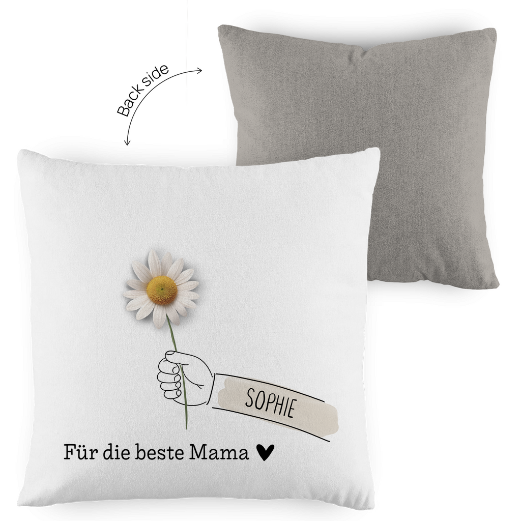 Personalisiertes Kissen für Mama | Minimalistisches Geburtstagsgeschenk, Muttertag & Weihnachten | 40x40cm, Zweifarbig inkl. Füllung