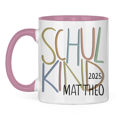 Personalisierte Schulkind Tasse | Geschenk Einschulung mit Name | Schulanfang Junge Mädchen | Erinnerungsgeschenk 1. Schultag
