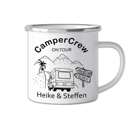 Der personalisierte "Crew" Emaille-Becher für Abenteurer