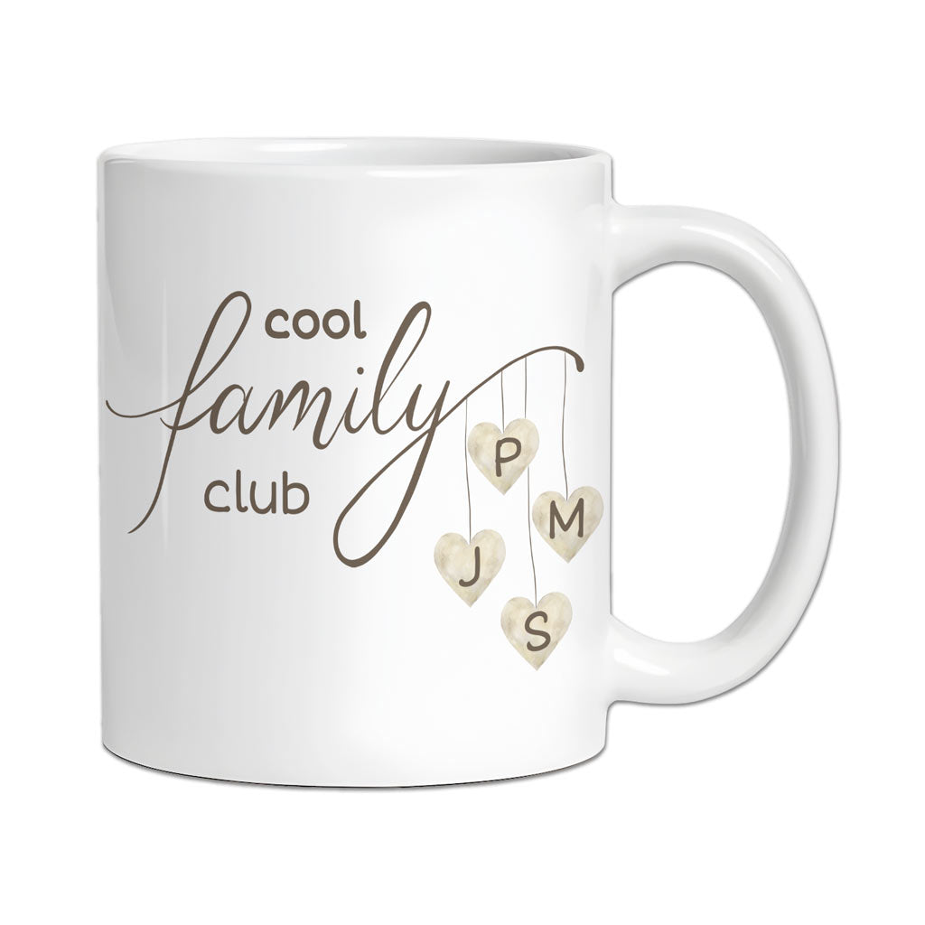 Personalisierte Familien-Tasse "Family" mit Herz-Initialen