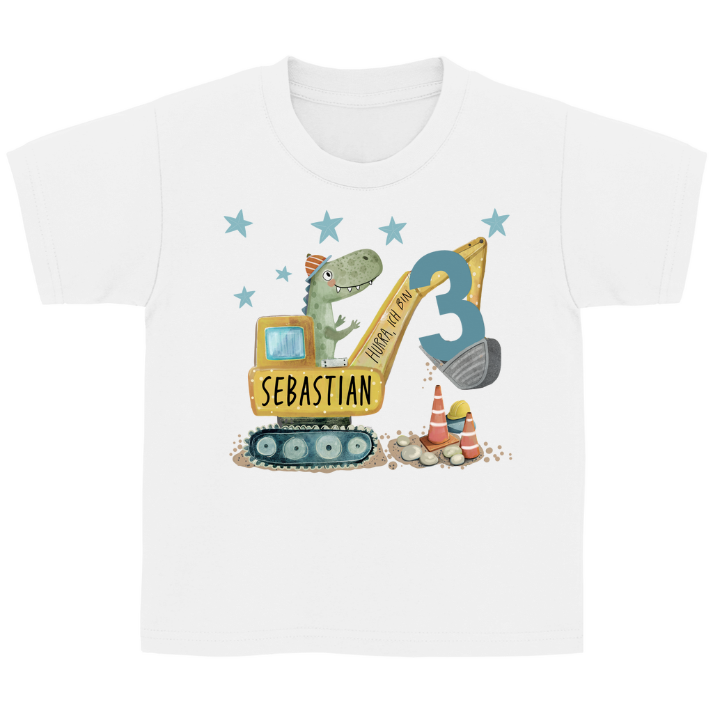 Das "Baustellen-Dino" Geburtstags-Shirt | Personalisiert