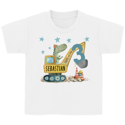 Das "Baustellen-Dino" Geburtstags-Shirt | Personalisiert