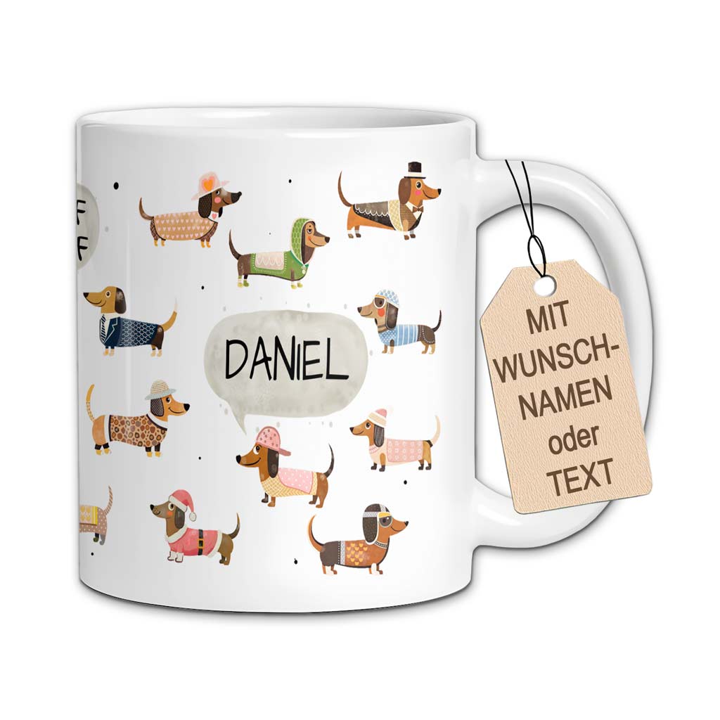 Die "Retro Dackel" Tasse | Personalisiert & Einzigartig
