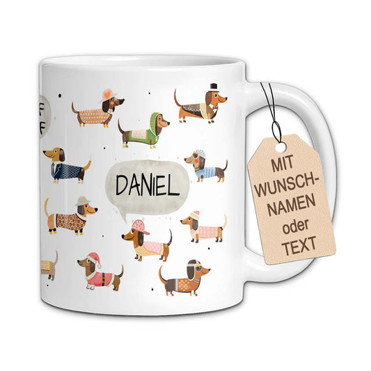 Die "Retro Dackel" Tasse | Personalisiert & Einzigartig