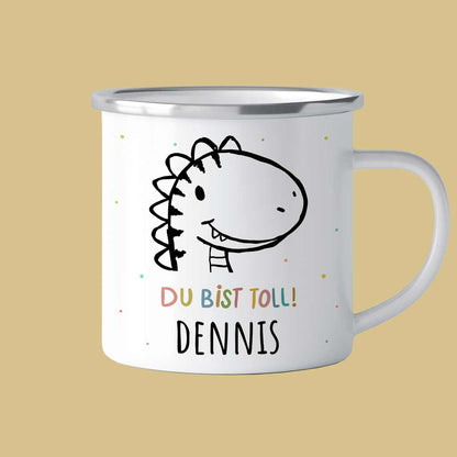 Der personalisierte Abenteuer-Becher | Emaille-Tasse mit Namen