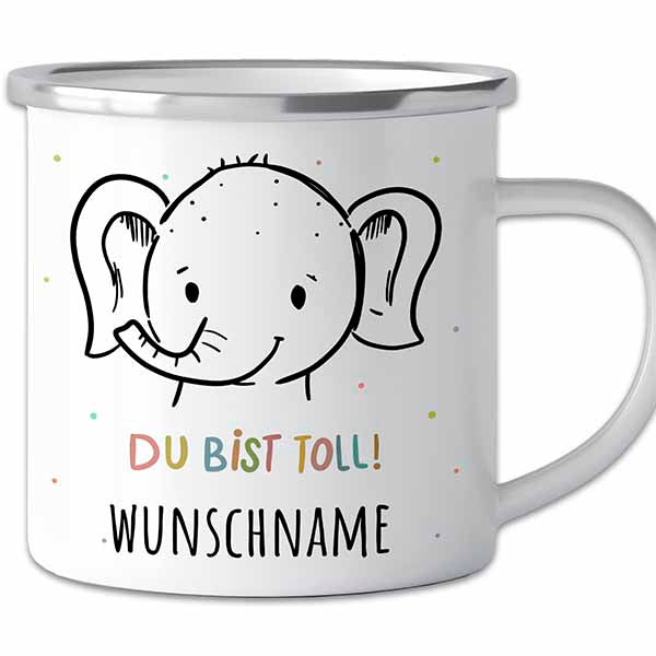 Der personalisierte Abenteuer-Becher | Emaille-Tasse mit Namen