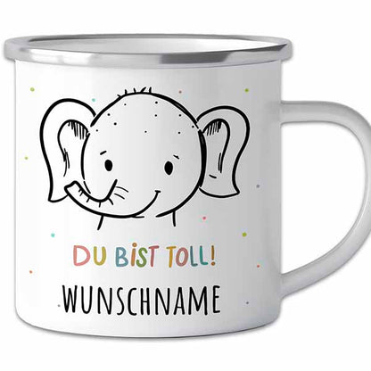 Der personalisierte Abenteuer-Becher | Emaille-Tasse mit Namen