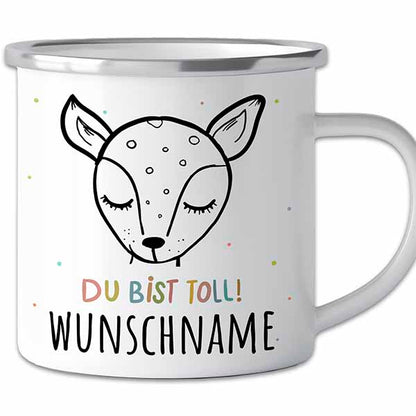 Der personalisierte Abenteuer-Becher | Emaille-Tasse mit Namen