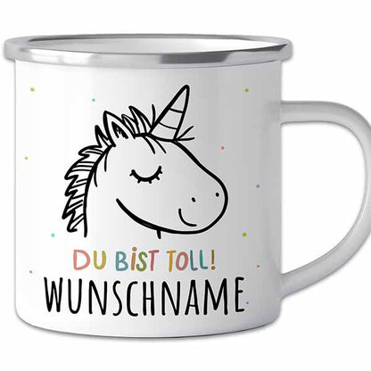 Der personalisierte Abenteuer-Becher | Emaille-Tasse mit Namen