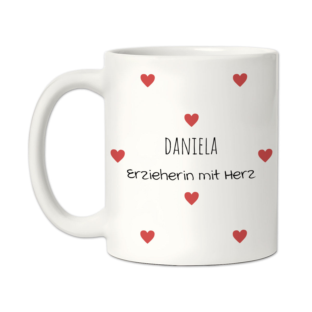Personalisierte Dankeschön-Tasse "Herzchen" (Matt/Glanz)