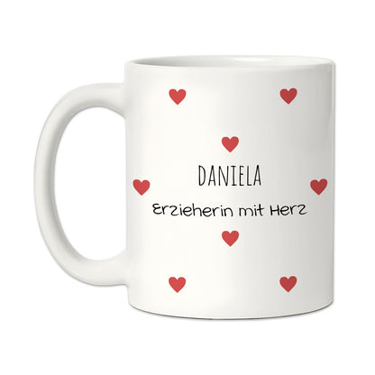 Personalisierte Dankeschön-Tasse "Herzchen" (Matt/Glanz)
