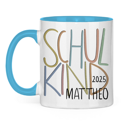 Personalisierte Schulkind Tasse | Geschenk Einschulung mit Name | Schulanfang Junge Mädchen | Erinnerungsgeschenk 1. Schultag